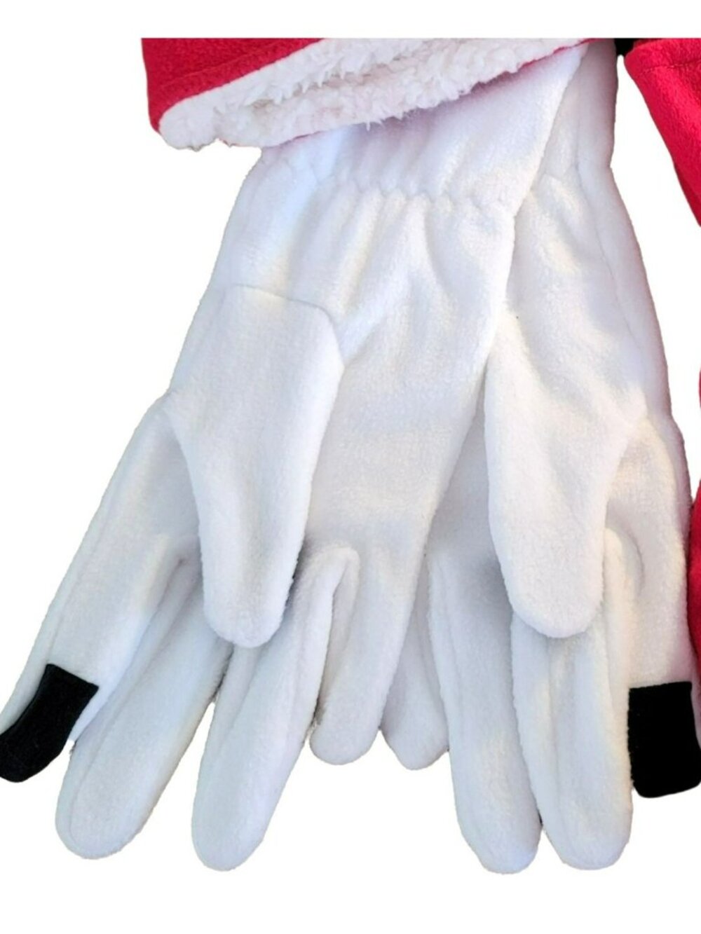 White Fleece Gloves With Touch Screen Compatible Fingers One Size LH2031